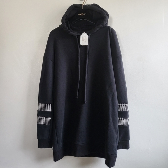 Wesley WSLY Bandier Ludlow Striped Black Oversized Hoodie Sweatshirt NWT Medium - Picture 1 of 12